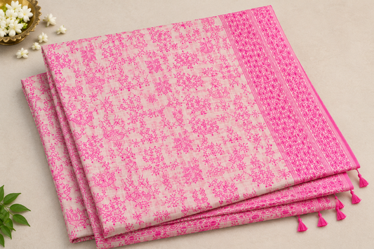 Handloom Cotton Saree with Madhubani pattern weaving