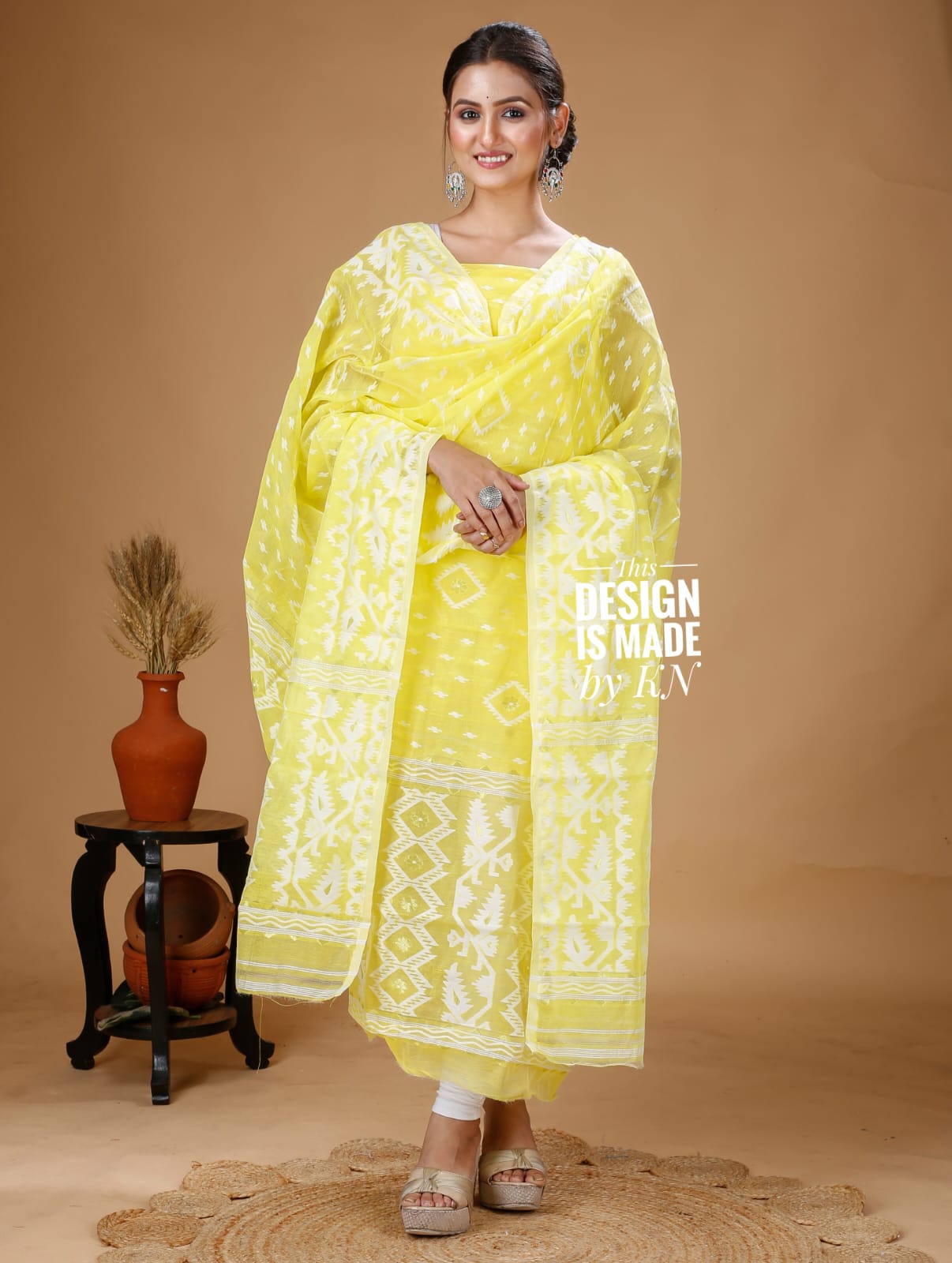 Jamdani Kurta Piece and Dupatta Set