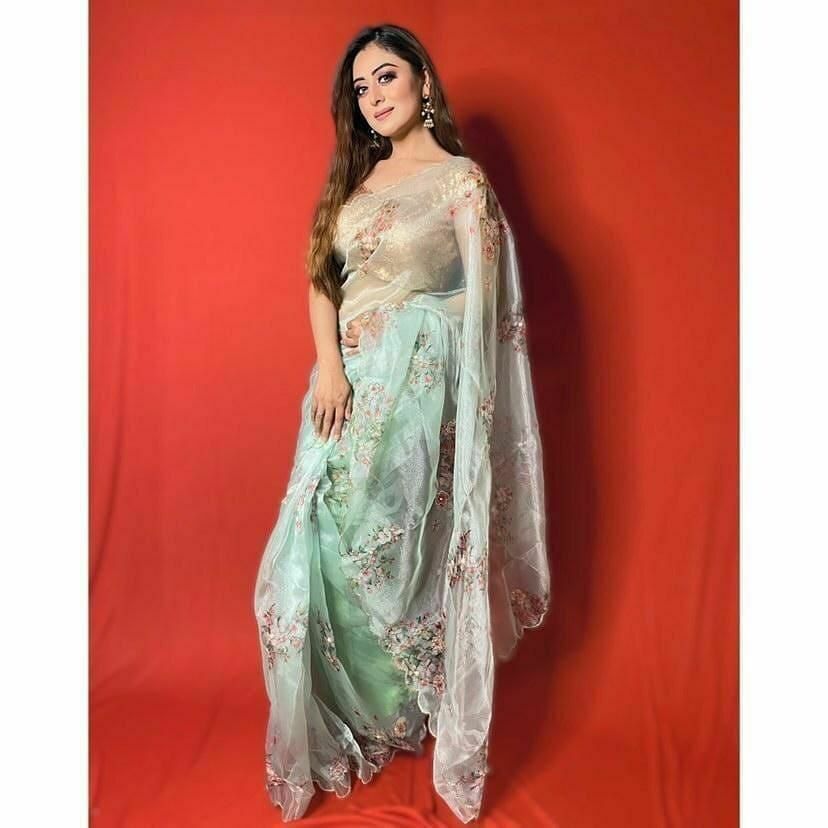 Organza Floral Print Saree