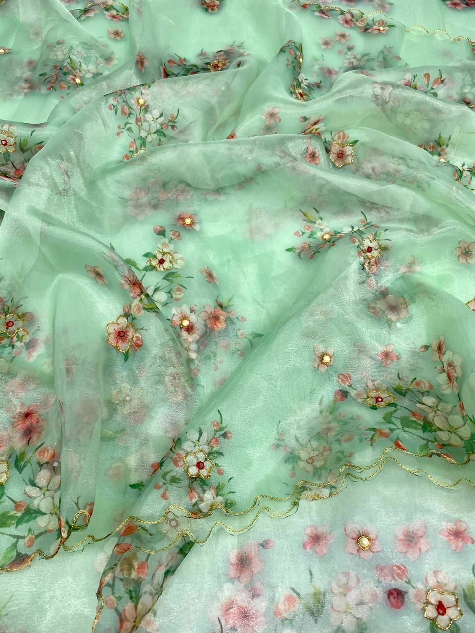 Organza Floral Print Saree