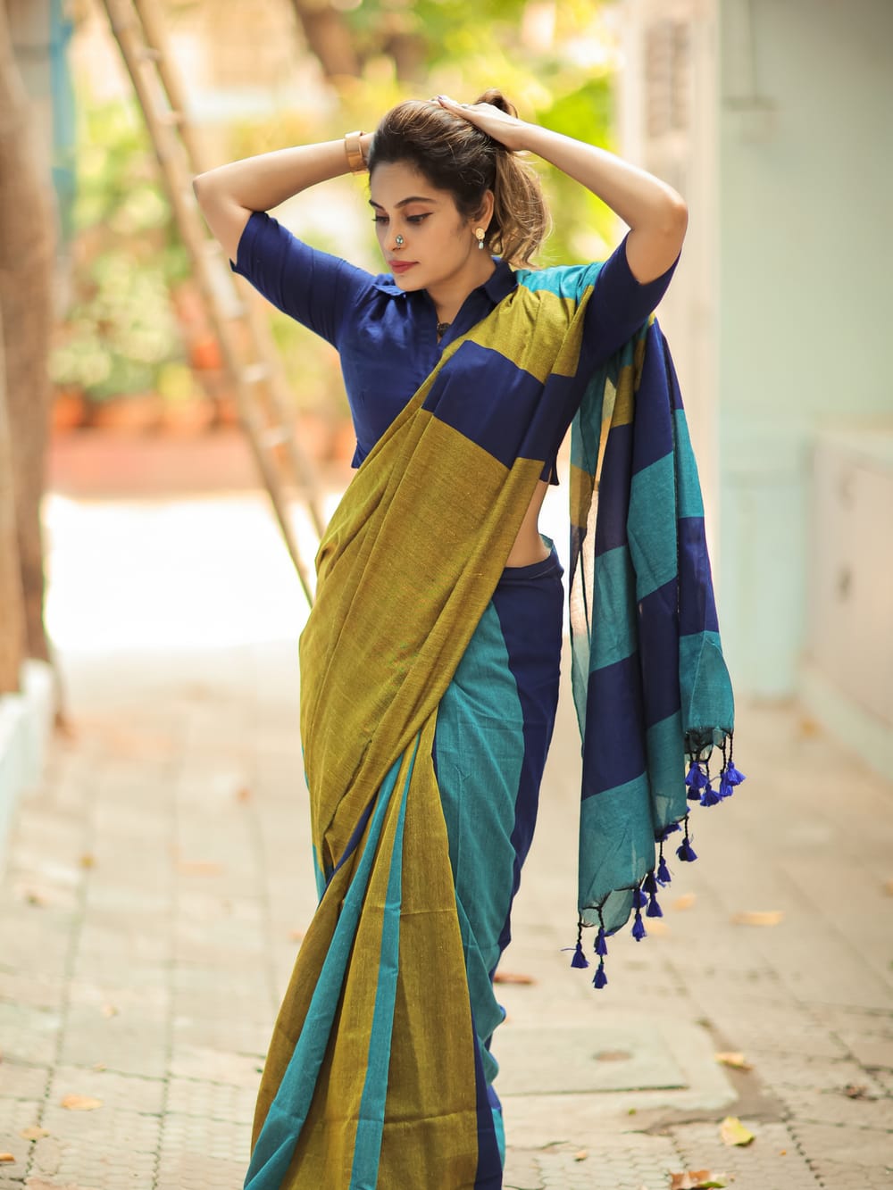 Khadi Cotton Colour Bar saree