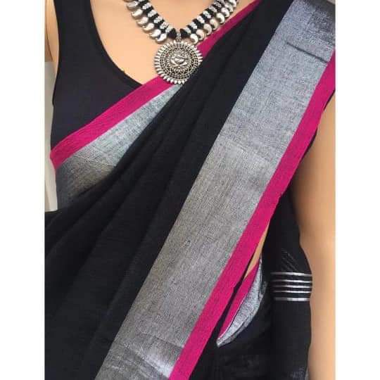 Plain Linen Saree