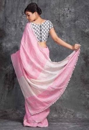 Plain Linen Saree