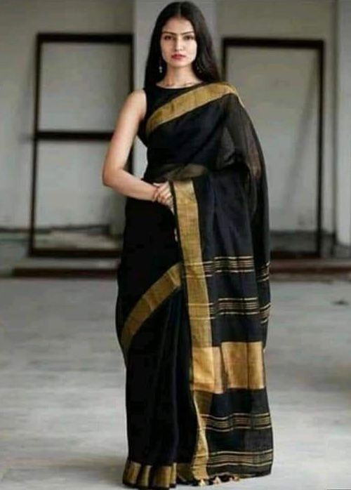 Plain Linen Saree