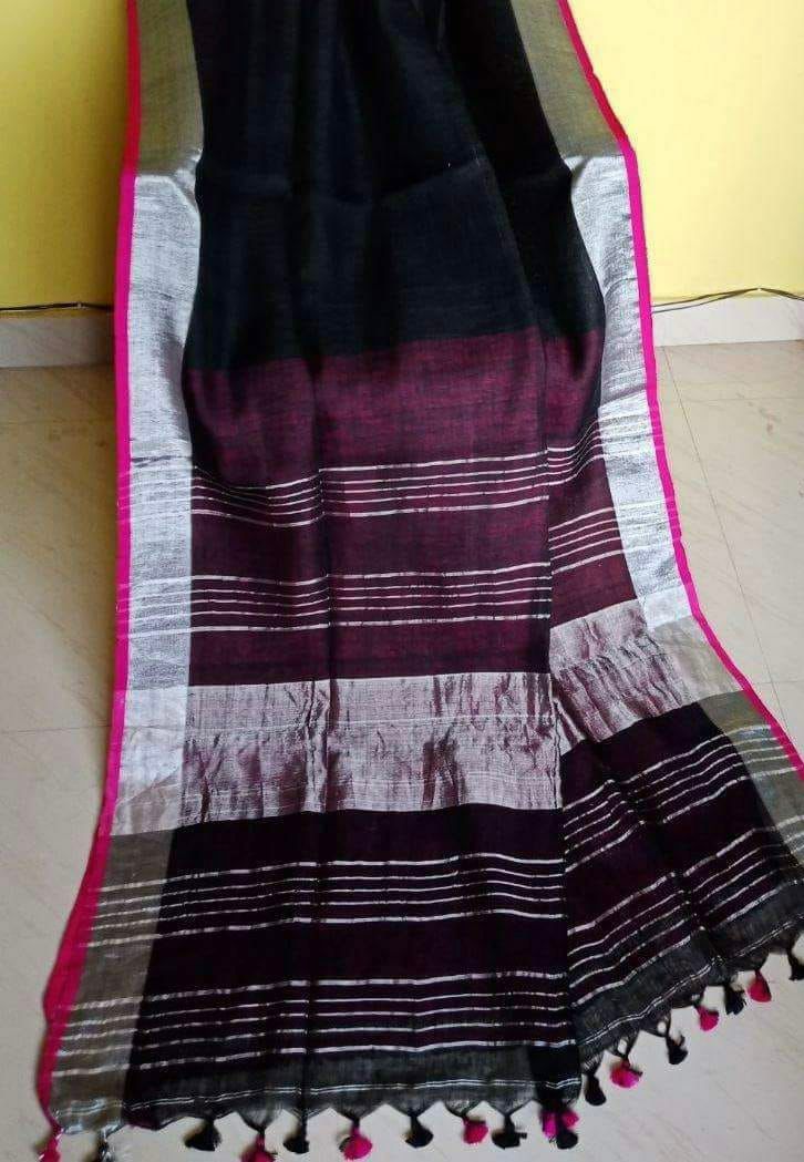 Plain Linen Saree