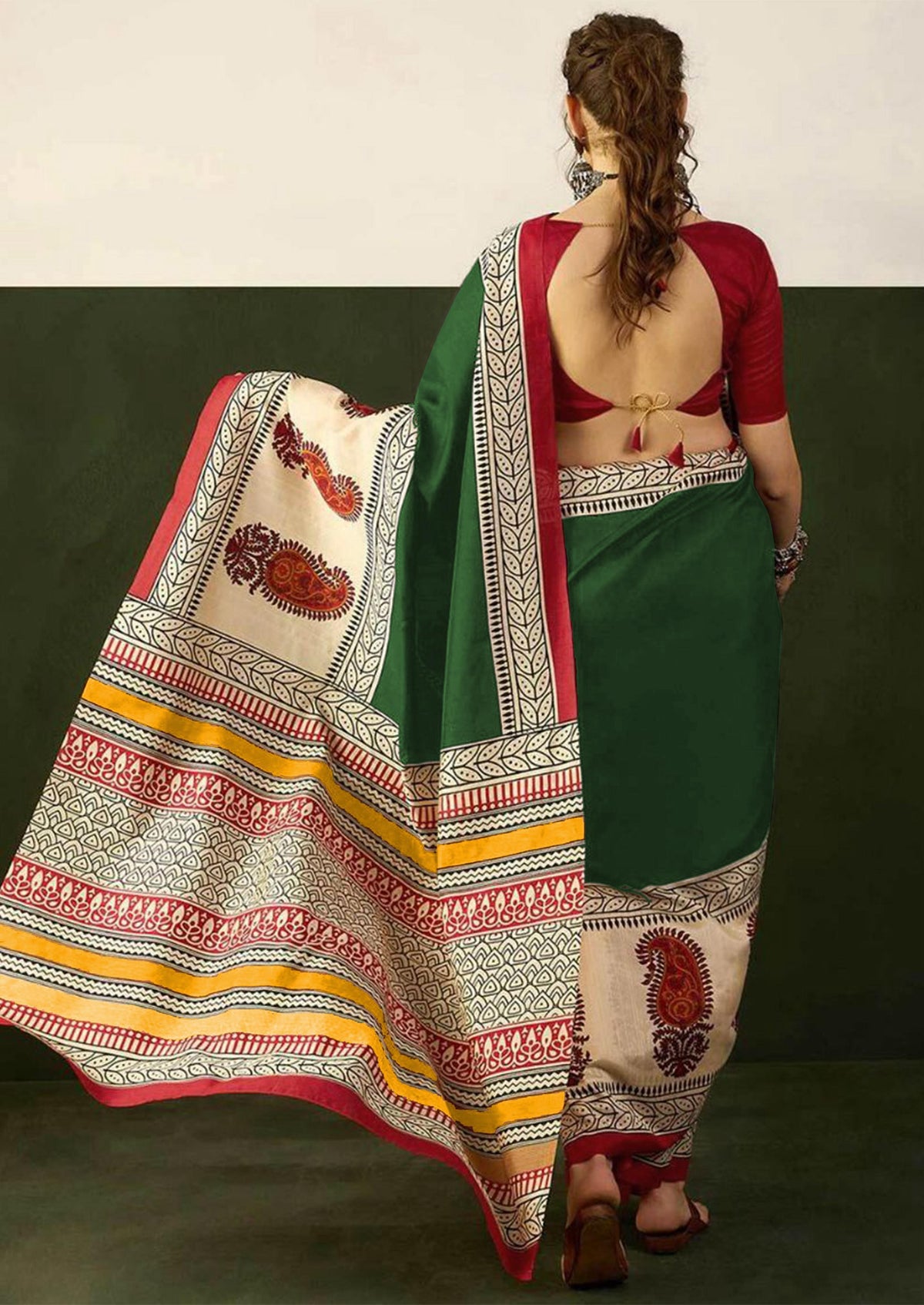 Ajrakh Block Print Mulmul Cotton Saree