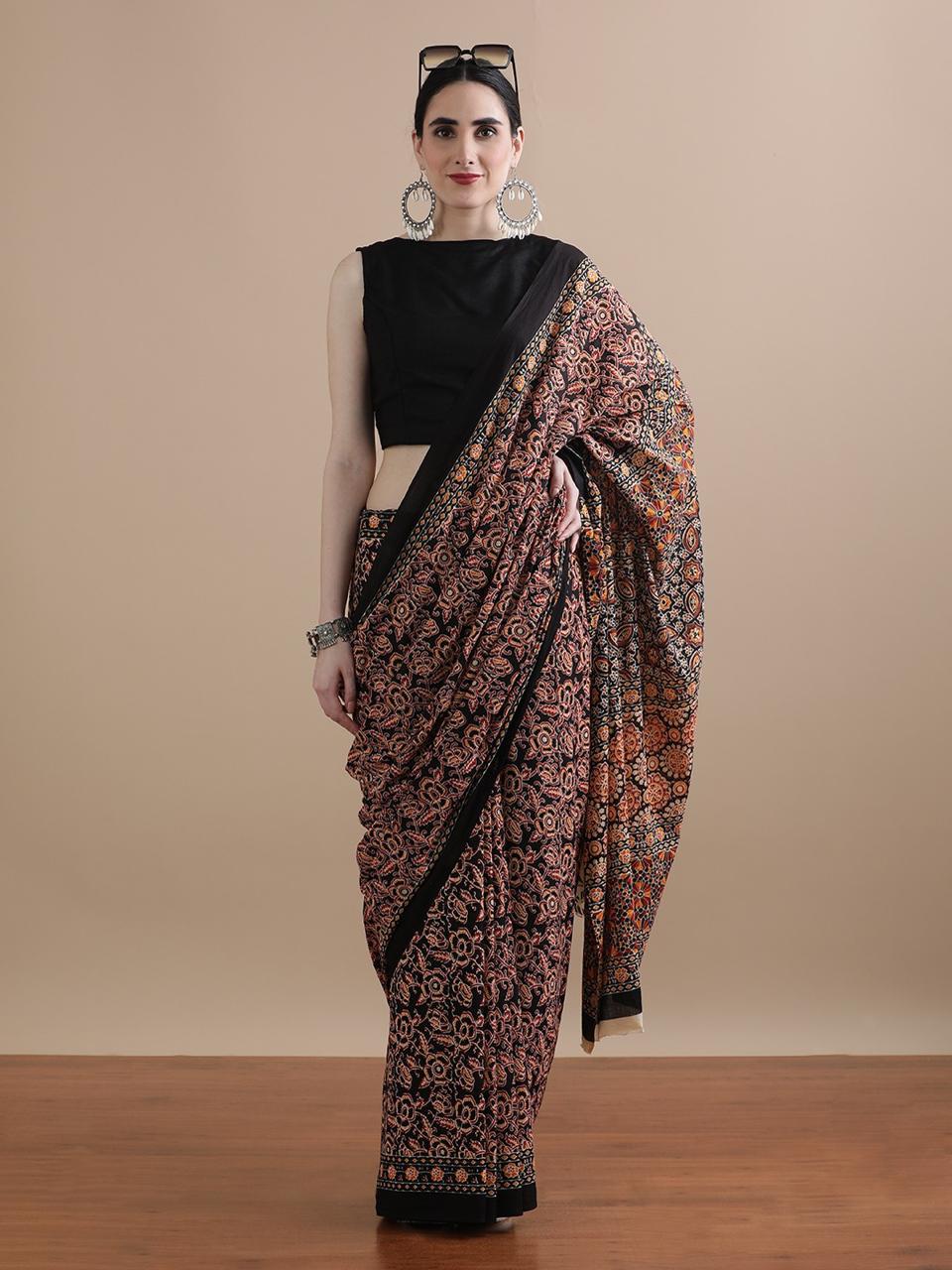 Bagru Block Print Malmal Cotton Saree