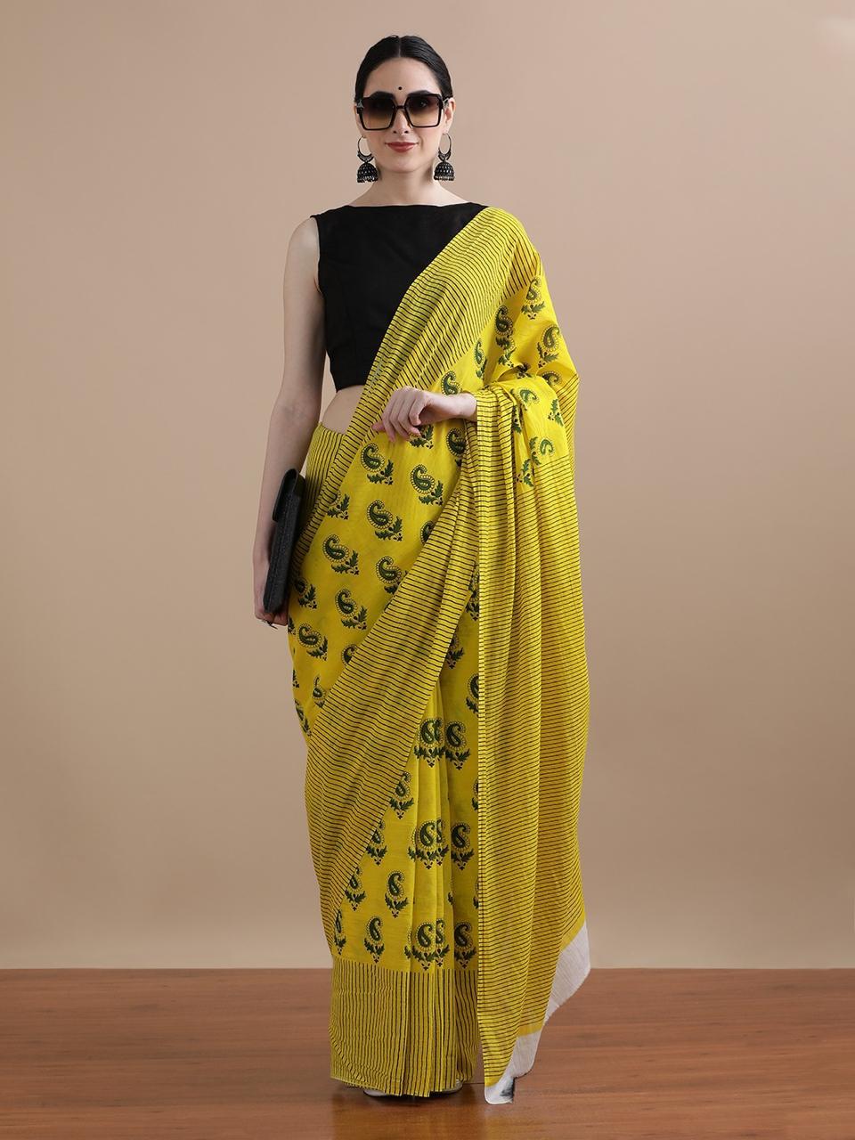 Bagru Block Print Malmal Cotton Saree