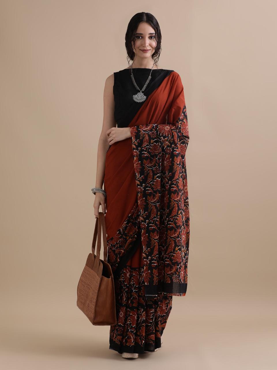 Bagru Block Print Malmal Cotton Saree