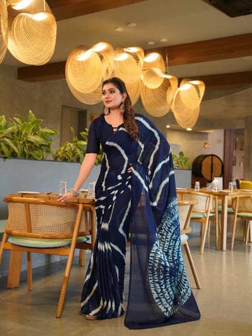 Light Chinon Lehariya print Saree