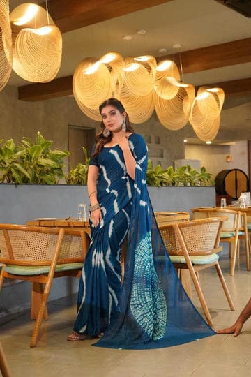 Light Chinon Lehariya print Saree