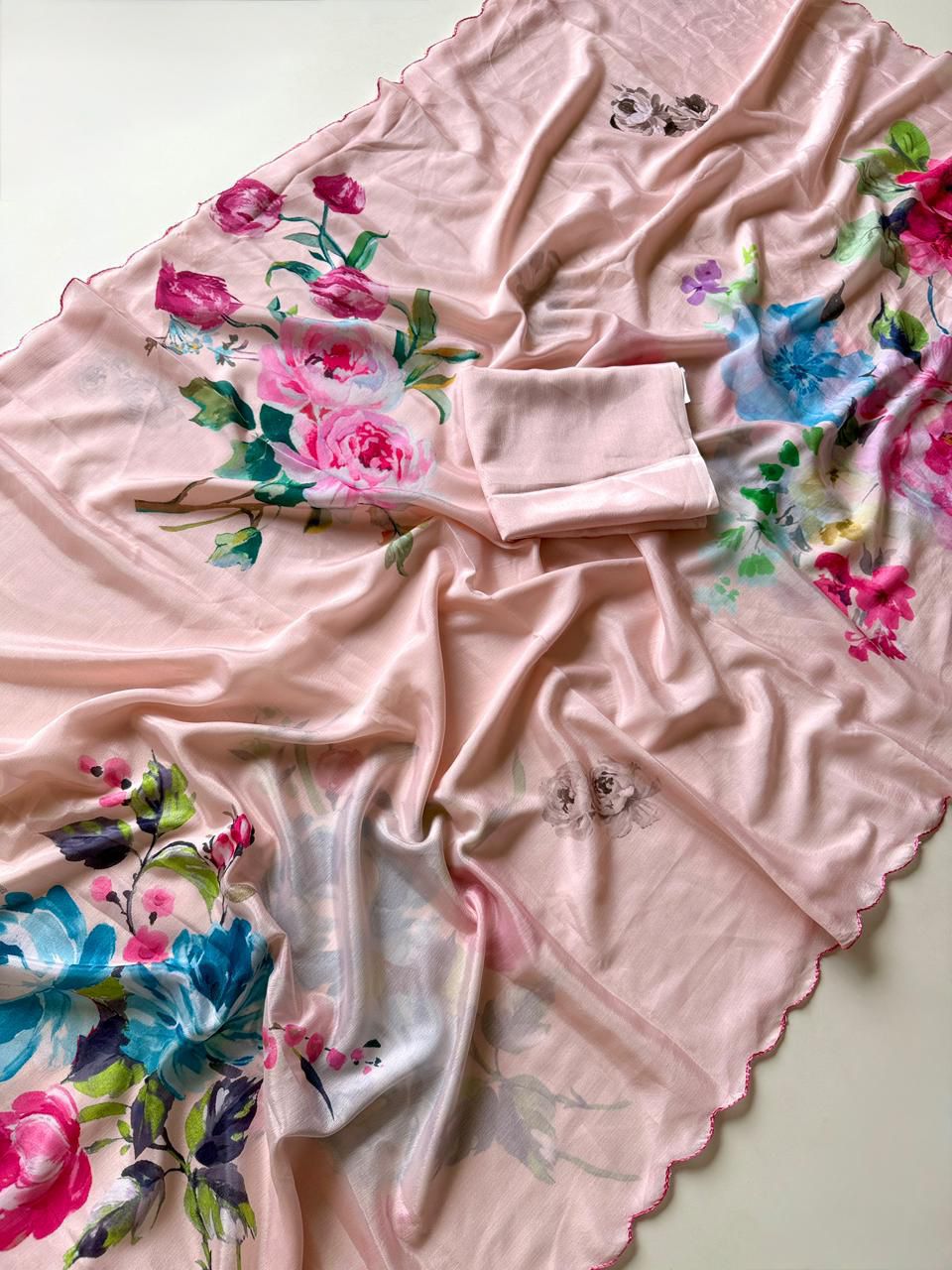 Chinon Hand Printed Saree