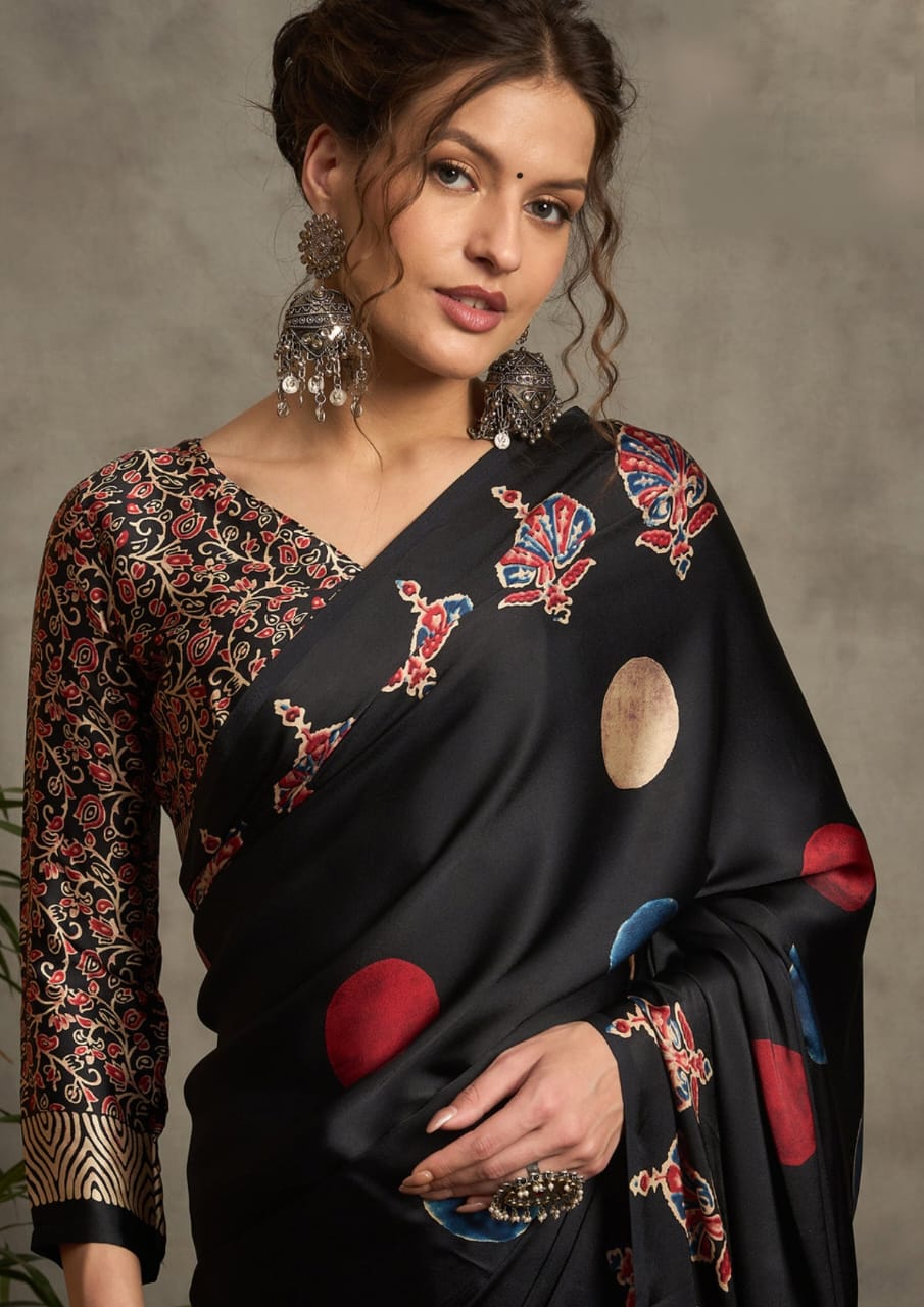 Ajrak Print Crepe Silk Saree