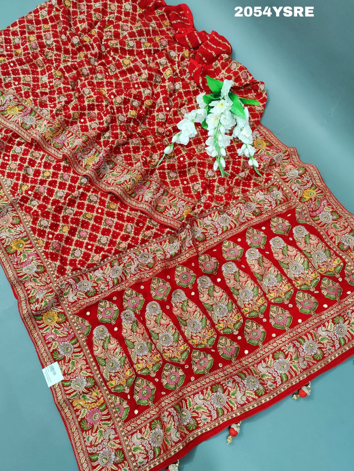 Pure Georgette Minakari Weaving Cut Dana Work Saree