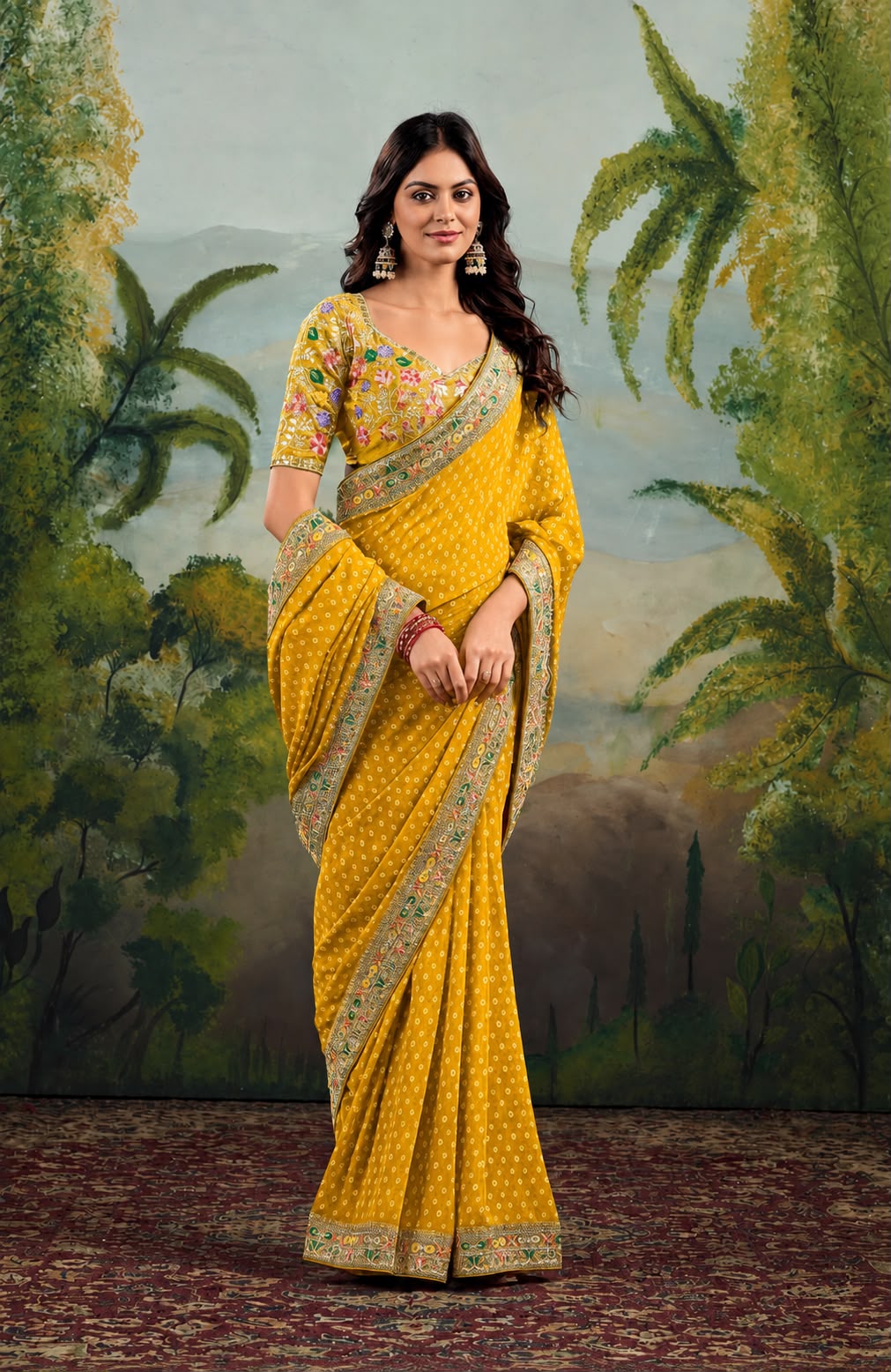 Pure Georgette Bandhini Saree