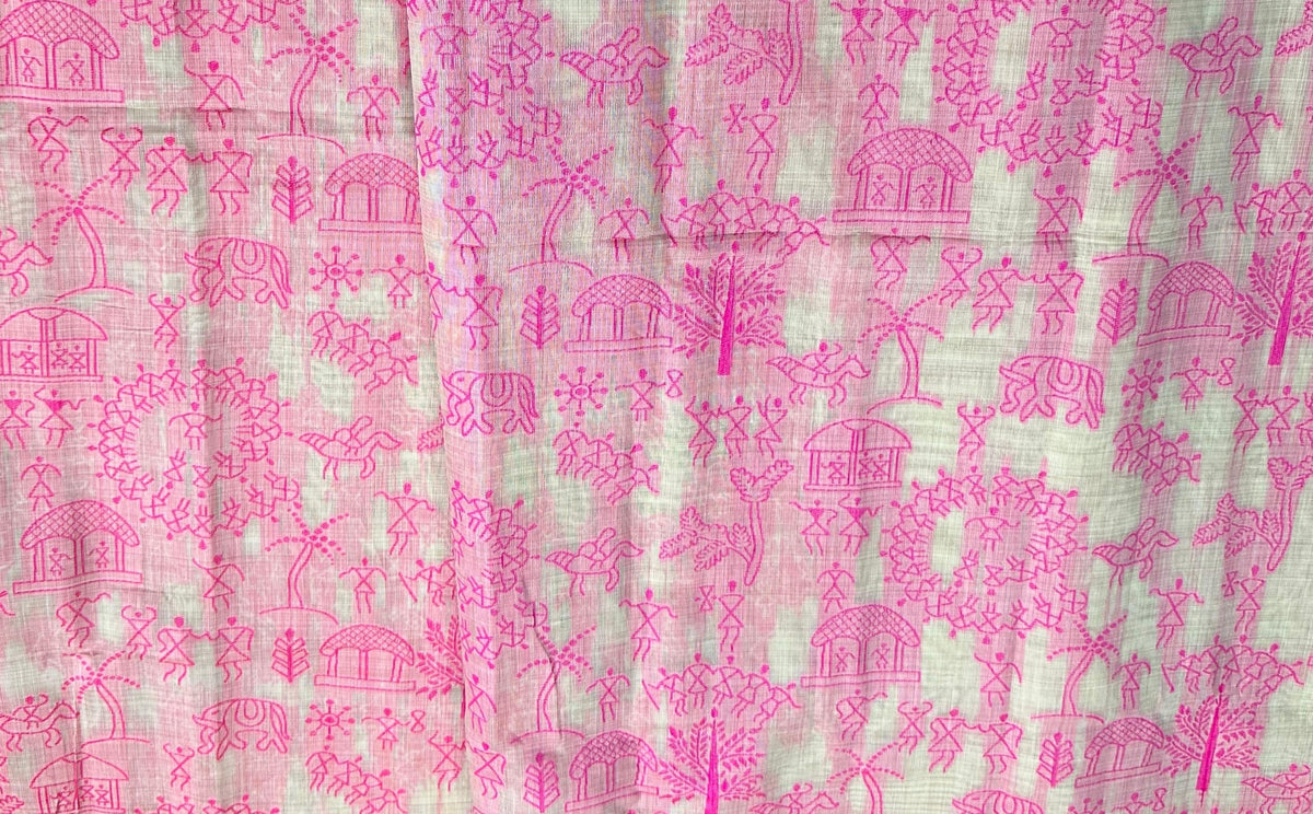 Handloom Cotton Saree with Madhubani pattern weaving