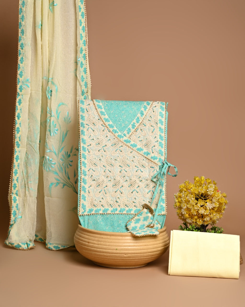 Jaipuri Cotton Suit Pc. (Sea Green)