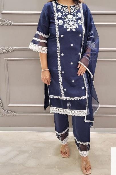 Roman Silk Pakistani Suit (Blue)