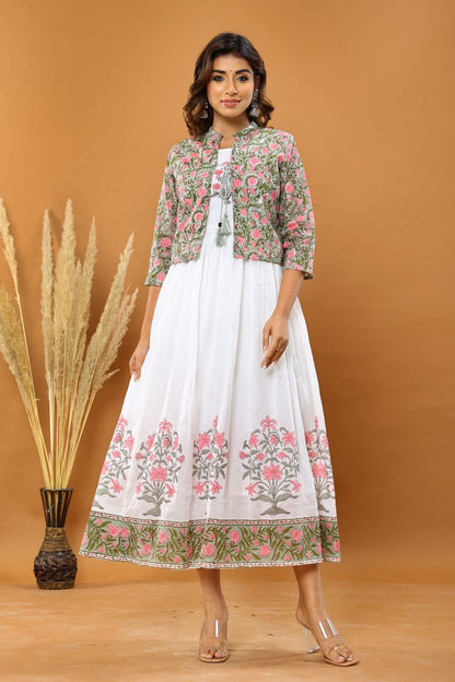 pure Malmal Cotton dress with Jacket – Hunar In India