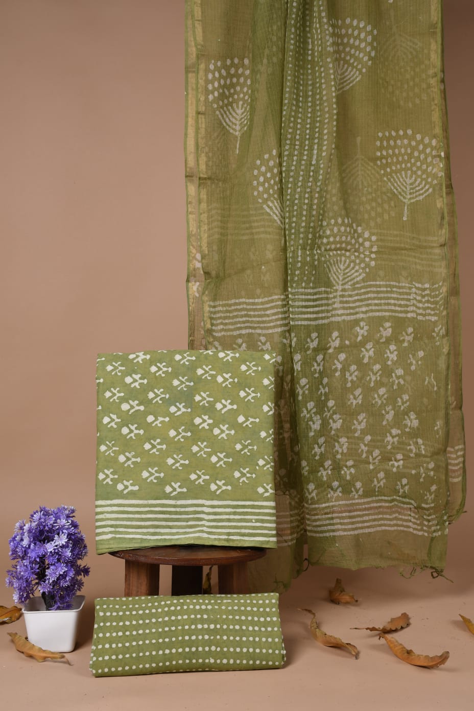 Cotton Block Printed Suit piece with Kota Dupatta