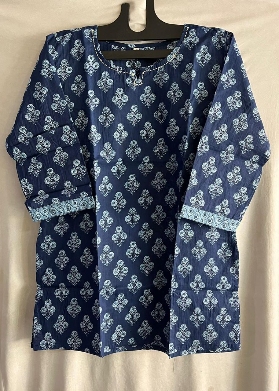 Cotton Block Printed Short Kurti