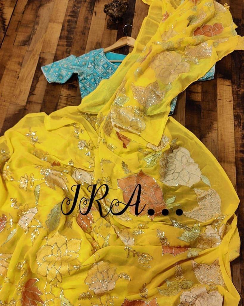 Yellow Sequence  Saree
