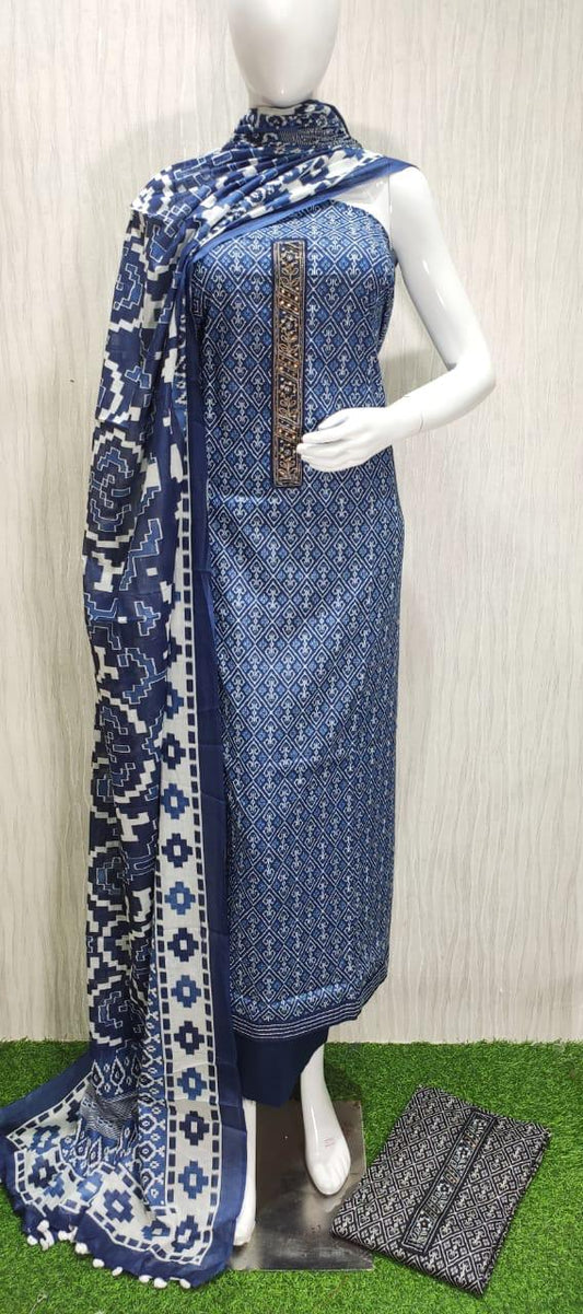 Cotton Printed Suit PC (Blue)