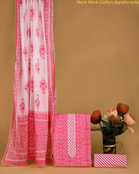 Jaipuri Cotton Suit Pc. (Pink)