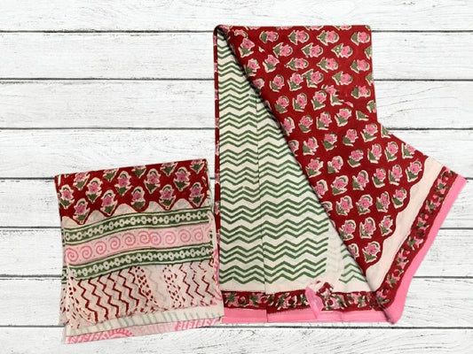 Handblock Cotton Suit pc with cotton dupatta