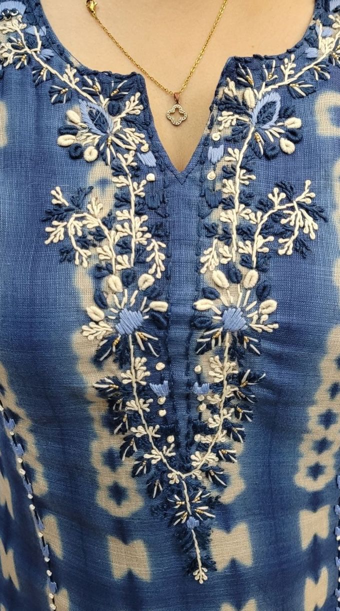 Linen Embroidered Dupatta Set