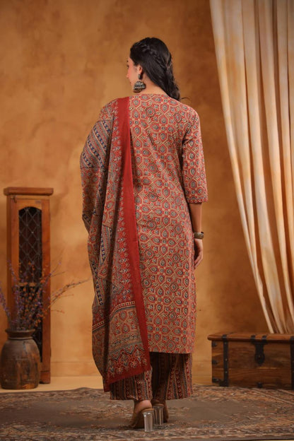 Ajrak Print Dupatta Set