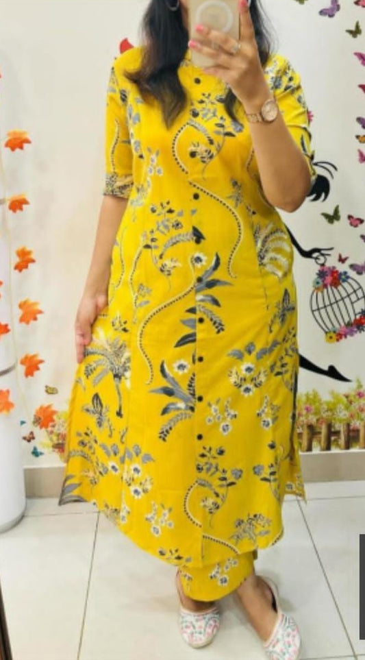 Floral Fine cotton Kurti Plazzo set