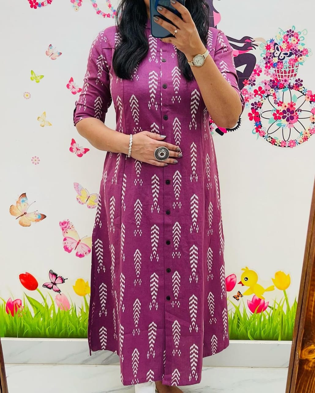 Floral Fine cotton Kurti Plazzo set