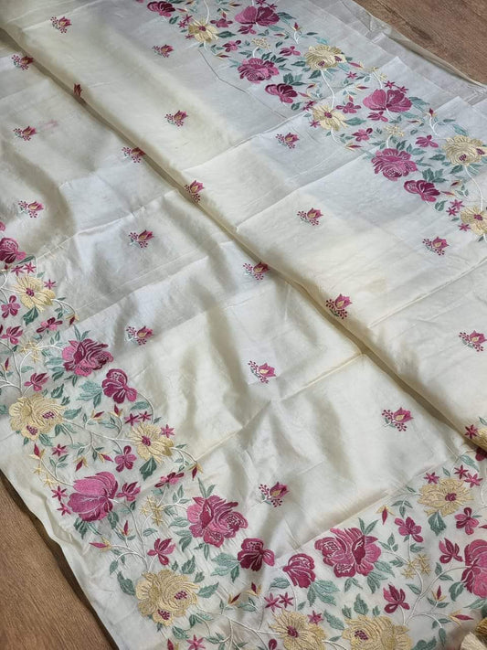 Tusser Silk embroidered saree