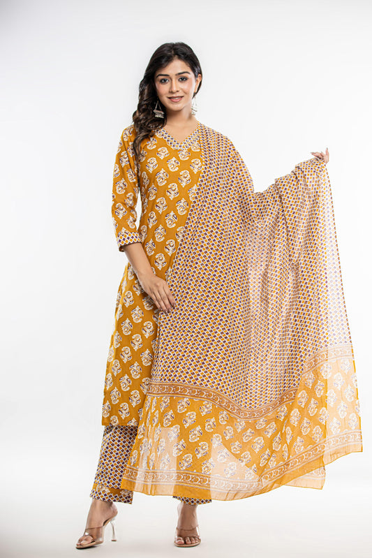 Cotton Printed Dupatta Set