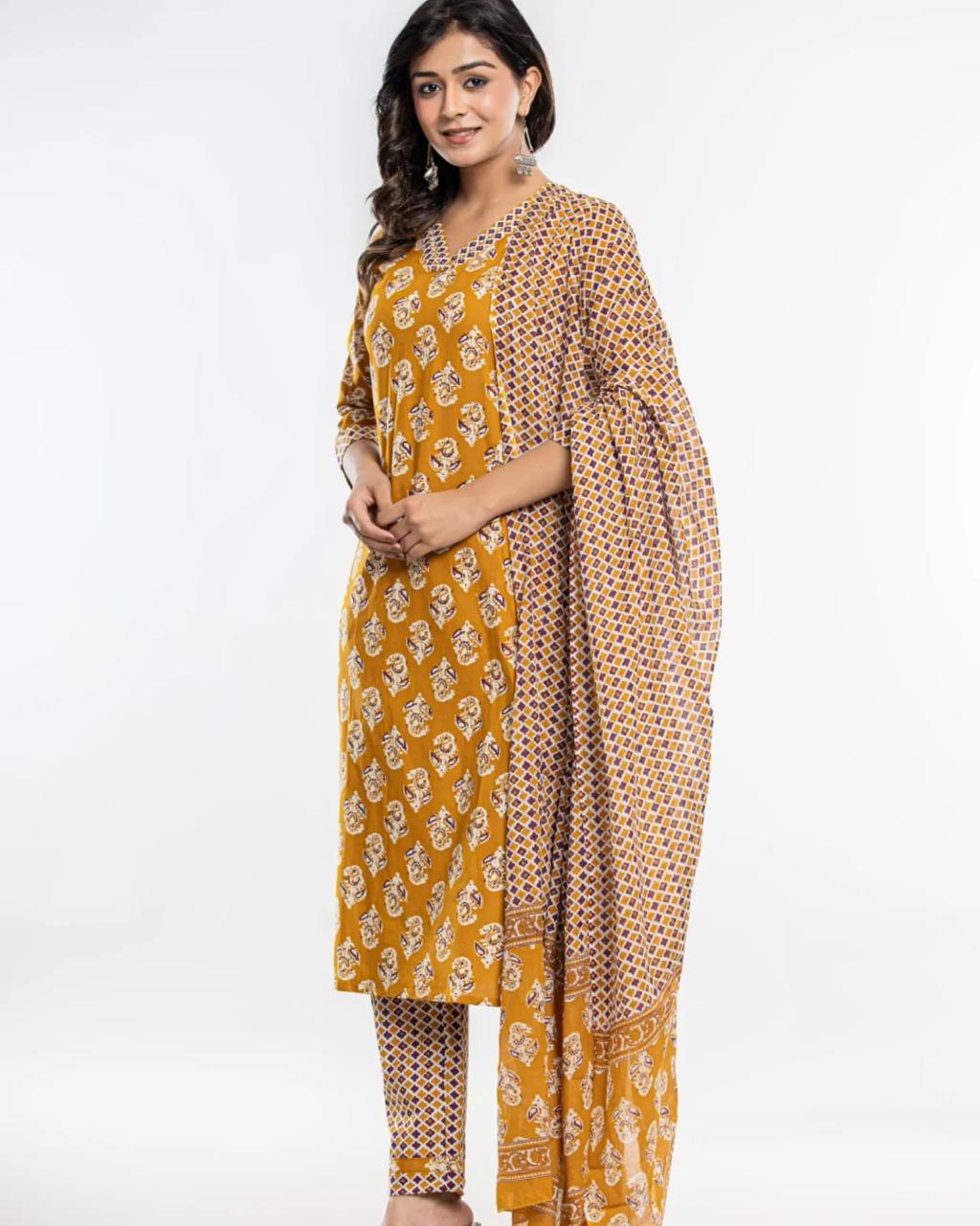 Cotton Printed Dupatta Set