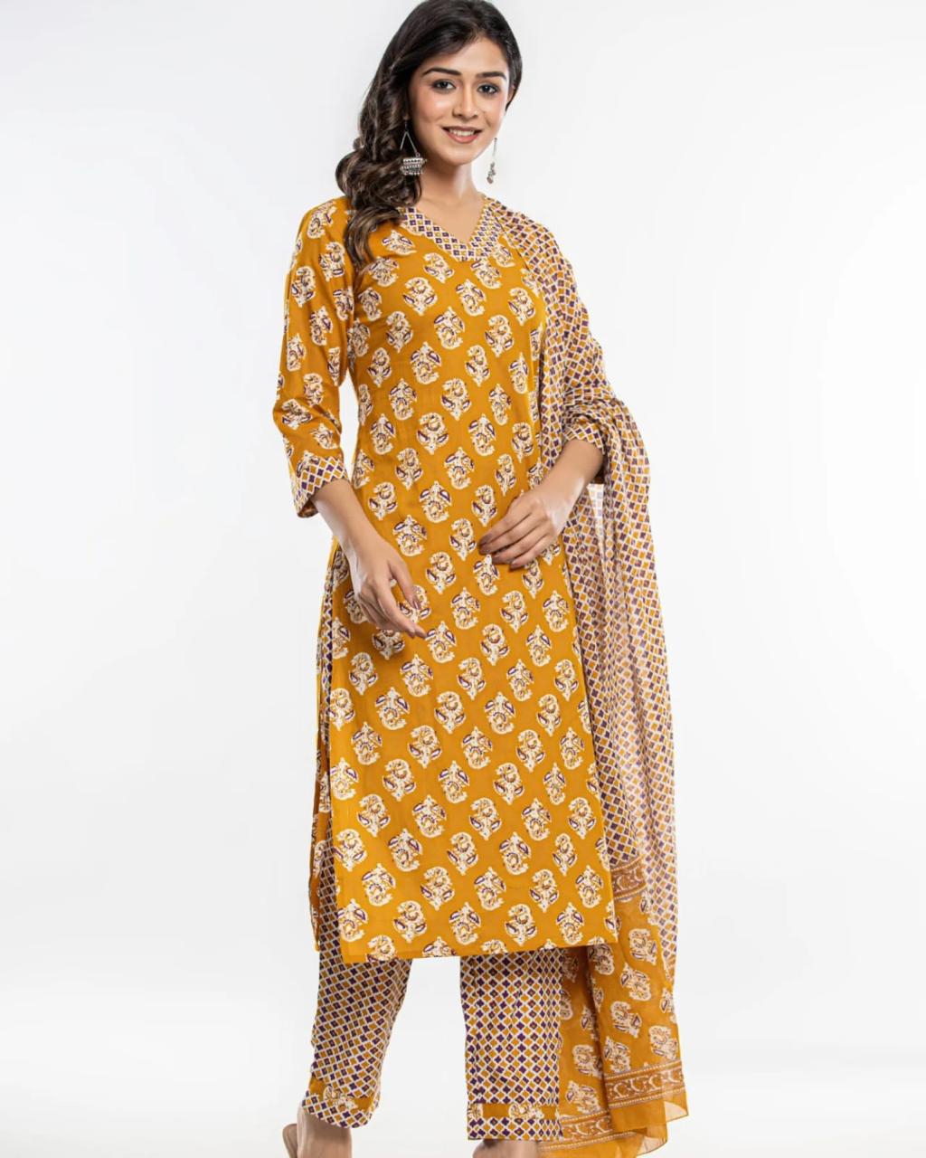 Cotton Printed Dupatta Set