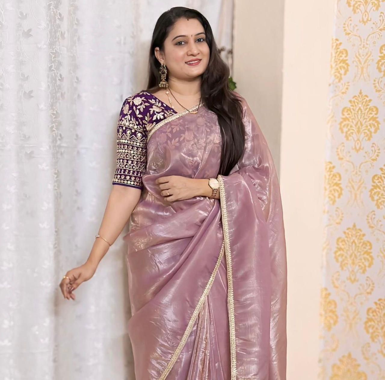 Gold Crush Tissue Saree