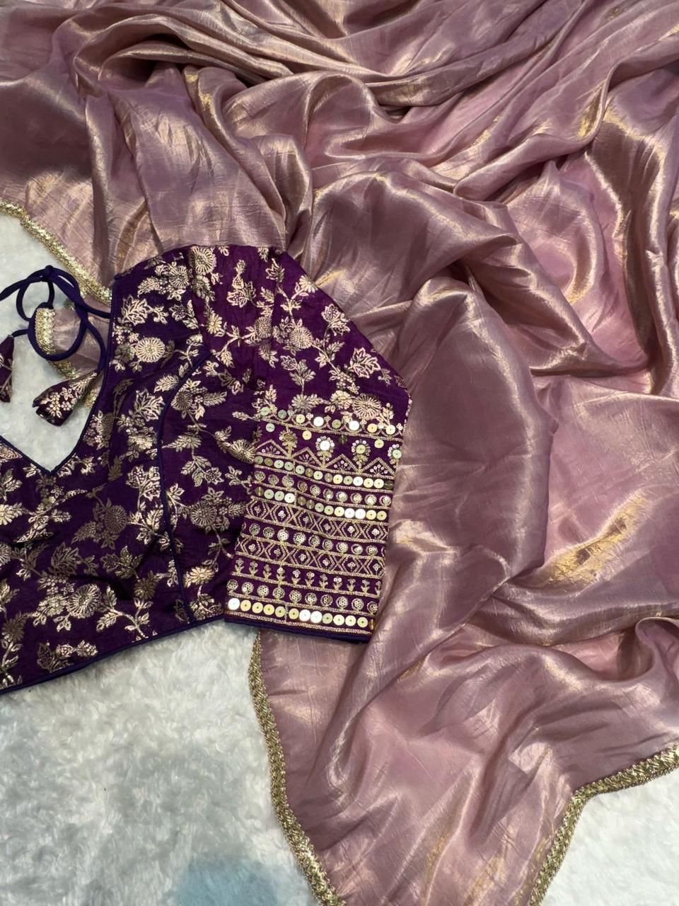 Gold Crush Tissue Saree