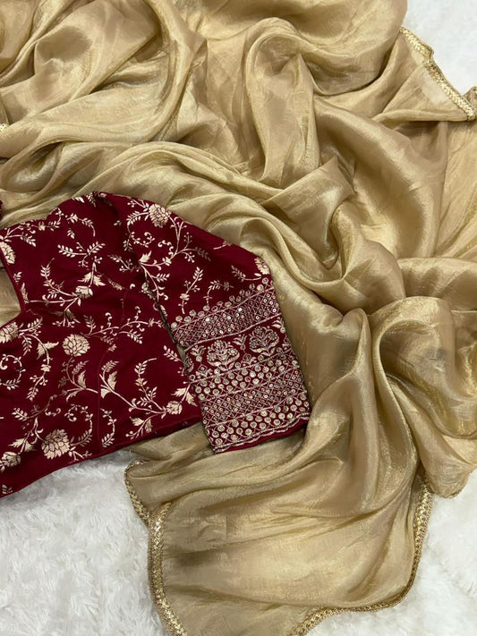 Gold Crush Tissue Saree