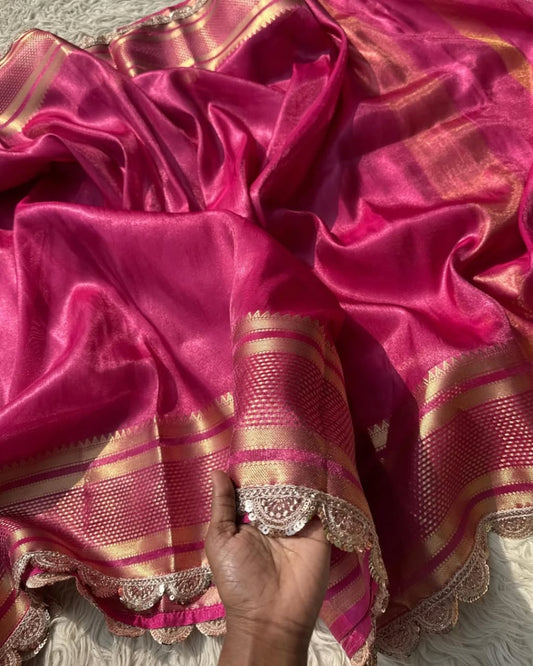 Semi tissue silk saree ( Magenta)