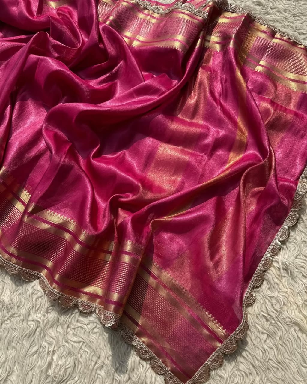Semi tissue silk saree ( Magenta)