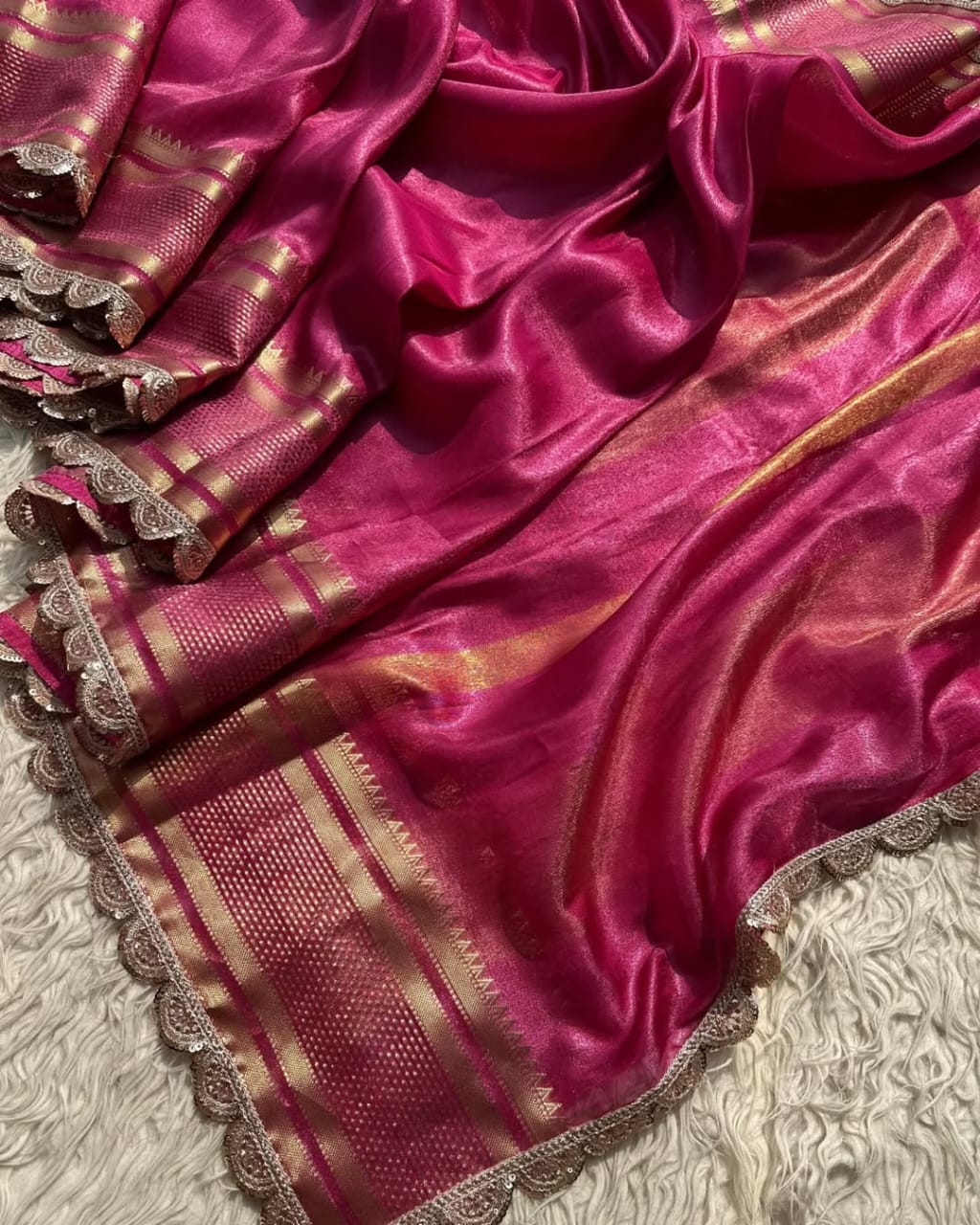 Semi tissue silk saree ( Magenta)