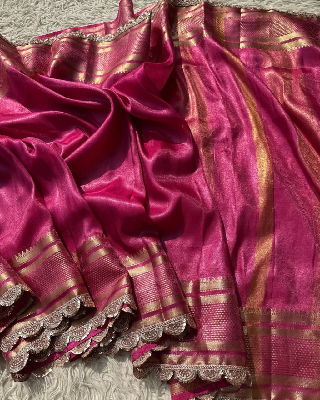 Semi tissue silk saree ( Magenta)
