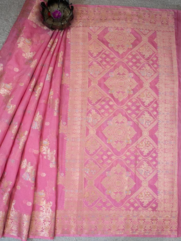 Semi Georgete Silk Saree (Pink)