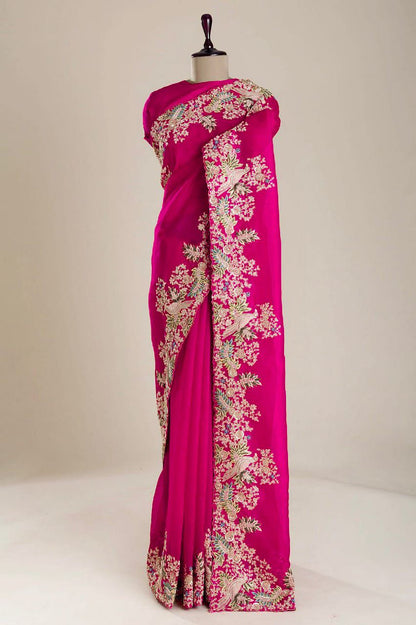 Designer Pure Tissue Silk Kashida embroidery Saree