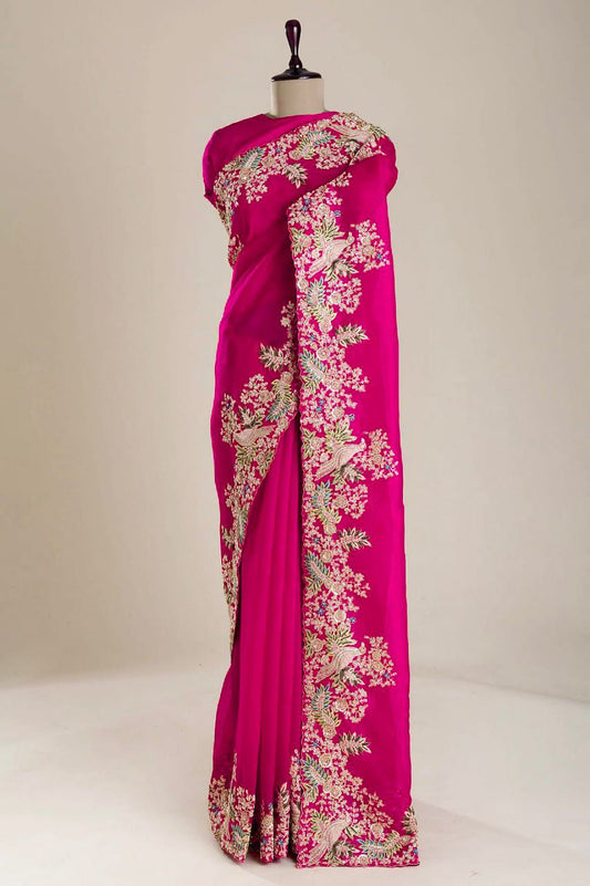 Designer Pure Tissue Silk Kashida embroidery Saree