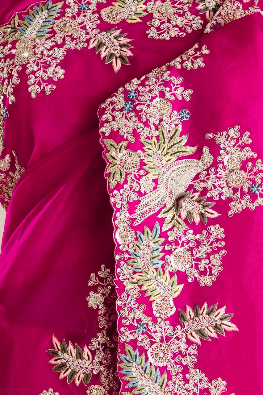 Designer Pure Tissue Silk Kashida embroidery Saree