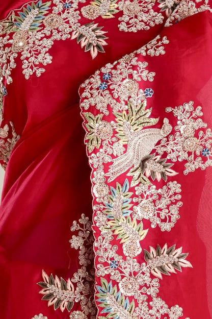 Designer Pure Tissue Silk Kashida embroidery Saree