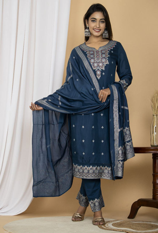 Muslin Designer Dupatta Set